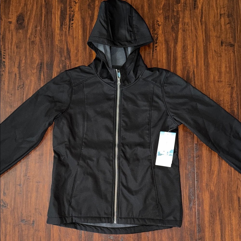Boys Black Hooded Jacket with Zipper